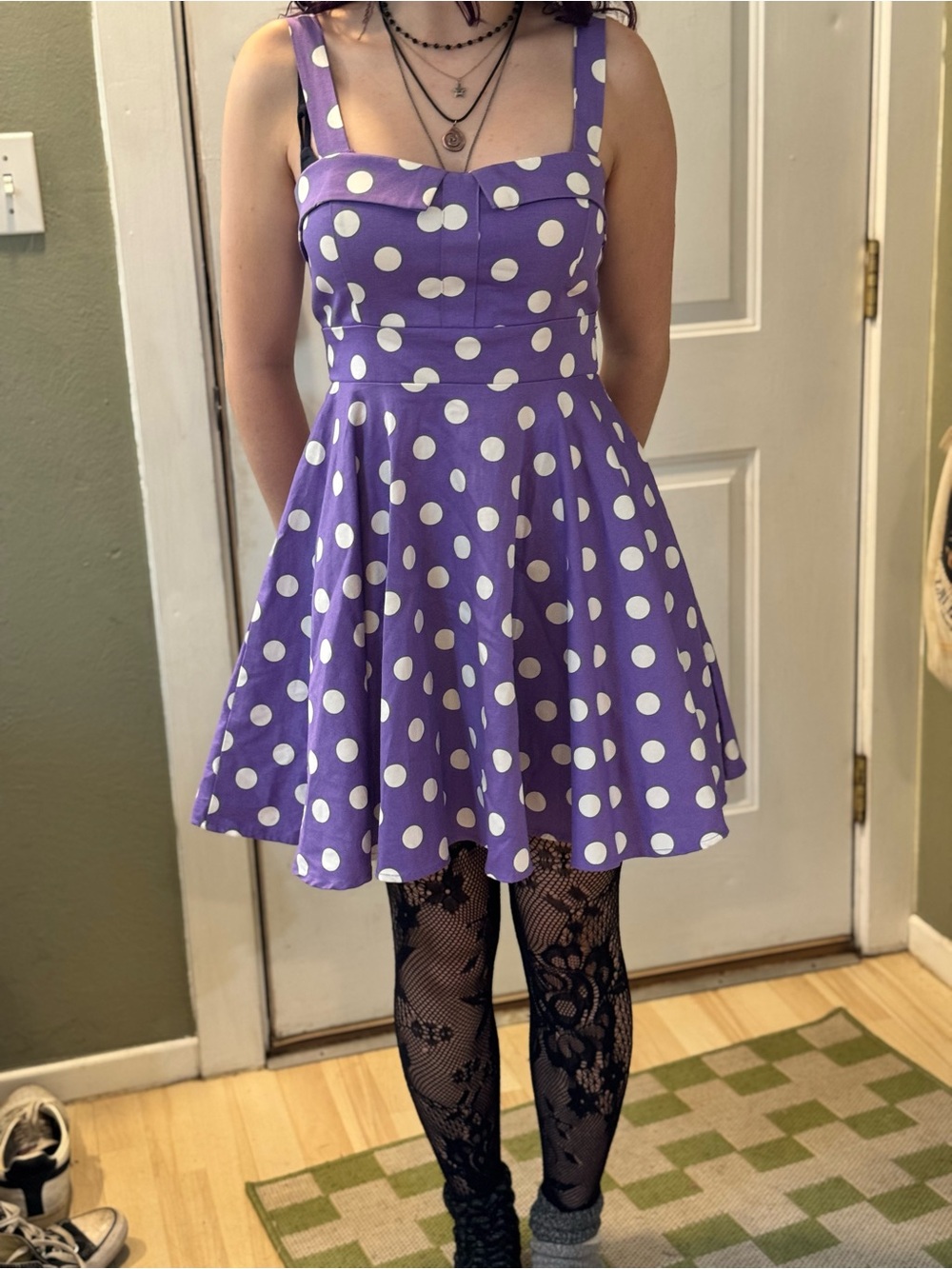 Purple Polka Dot Fit-and-Flare Retro Mini Dress